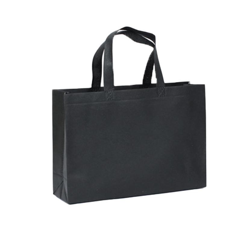 100PCS Reusable Non Woven Shopping Bags Eco Friendly Washable Tote Bags Black - 41X35X12CM V528-9360312194479