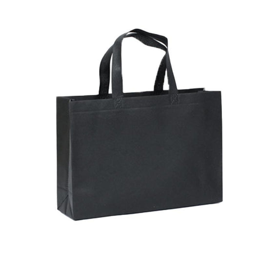 100PCS Reusable Non Woven Shopping Bags Eco Friendly Washable Tote Bags Black - 41X35X12CM V528-9360312194479