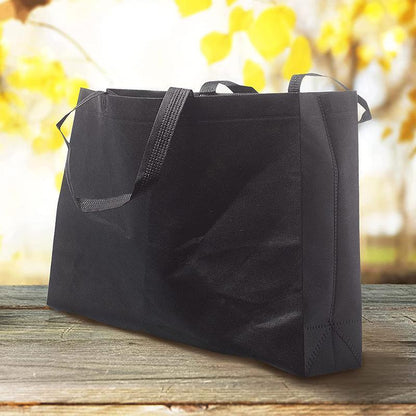 100PCS Reusable Non Woven Shopping Bags Eco Friendly Washable Tote Bags Black - 41X35X12CM V528-9360312194479