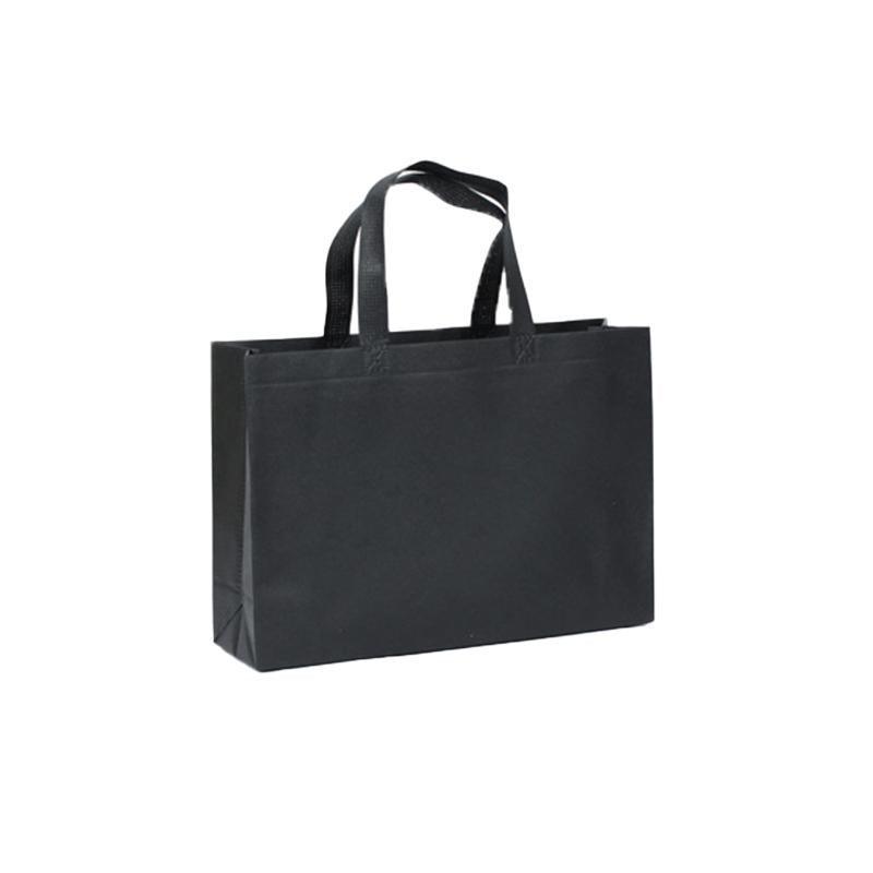100PCS Reusable Non Woven Shopping Bags Eco Friendly Washable Tote Bags Black - 41X35X12CM V528-9360312194479