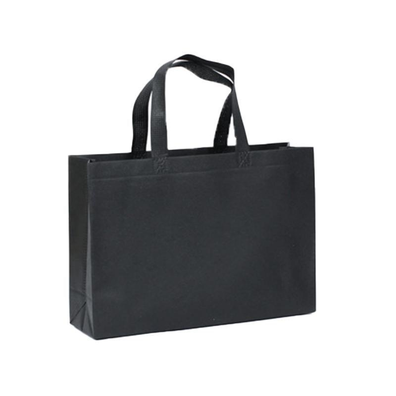 100PCS Reusable Non Woven Shopping Bags Eco Friendly Washable Tote Bags Black - 41X35X12CM V528-9360312194479