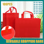 100PCS Reusable Non Woven Shopping Bags Eco Friendly Washable Tote Bags Red - 38X30X10CM V528-9360312194523