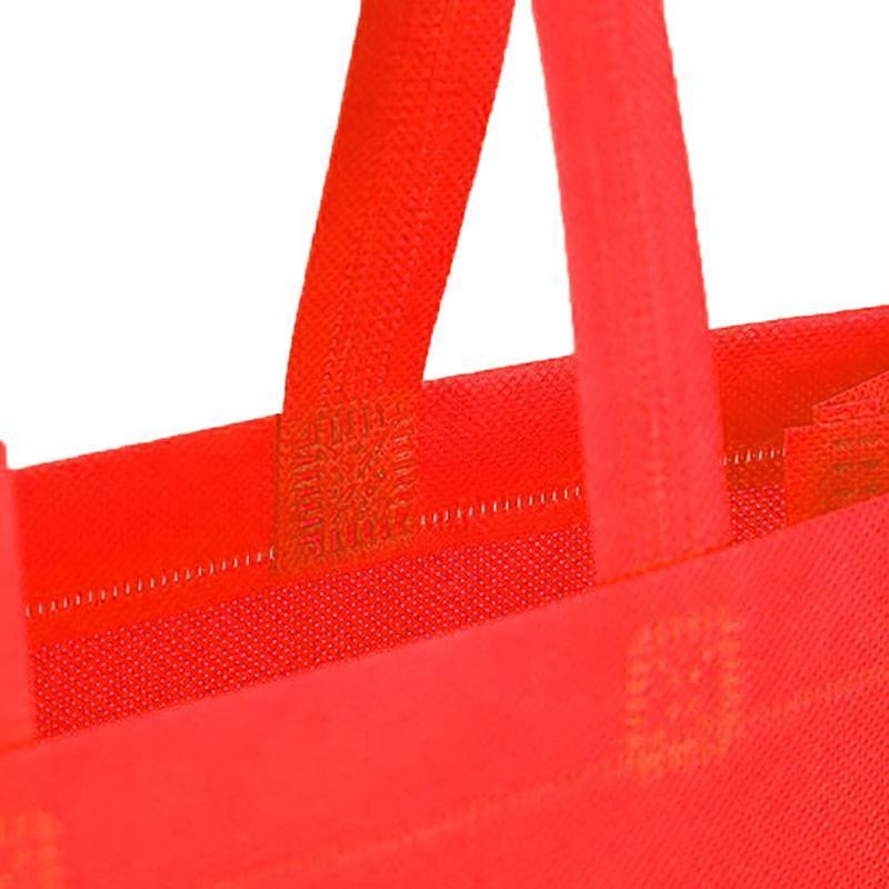 100PCS Reusable Non Woven Shopping Bags Eco Friendly Washable Tote Bags Red - 38X30X10CM V528-9360312194523