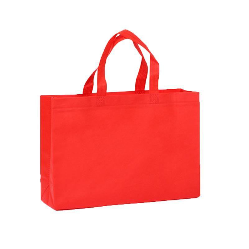 100PCS Reusable Non Woven Shopping Bags Eco Friendly Washable Tote Bags Red - 38X30X10CM V528-9360312194523
