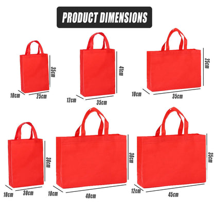 100PCS Reusable Non Woven Shopping Bags Eco Friendly Washable Tote Bags Red - 41X35X12CM V528-9360312194530