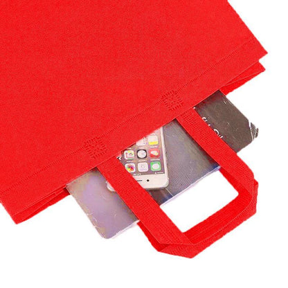 100PCS Reusable Non Woven Shopping Bags Eco Friendly Washable Tote Bags Red - 41X35X12CM V528-9360312194530