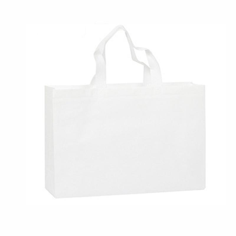 100PCS Reusable Non Woven Shopping Bags Eco Friendly Washable Tote Bags White - 35X25X10CM V528-9360312194561