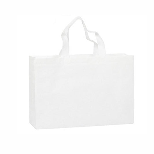 100PCS Reusable Non Woven Shopping Bags Eco Friendly Washable Tote Bags White - 35X25X10CM V528-9360312194561