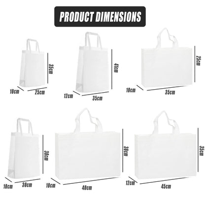 100PCS Reusable Non Woven Shopping Bags Eco Friendly Washable Tote Bags White - 35X25X10CM V528-9360312194561