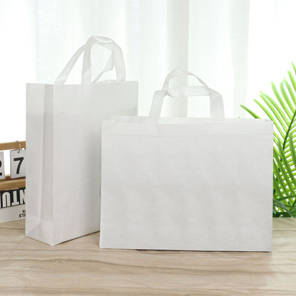100PCS Reusable Non Woven Shopping Bags Eco Friendly Washable Tote Bags White - 35X25X10CM V528-9360312194561