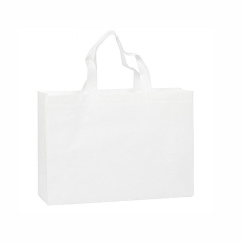 100PCS Reusable Non Woven Shopping Bags Eco Friendly Washable Tote Bags White - 35X25X10CM V528-9360312194561