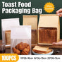 100x Kraft Paper Flat Bottom Cake Packaging Toast Bread Bags With Window Cowhide - 13X28+10CM V528-9360312194929