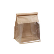 100x Kraft Paper Flat Bottom Cake Packaging Toast Bread Bags With Window Cowhide - 13X28+10CM V528-9360312194929