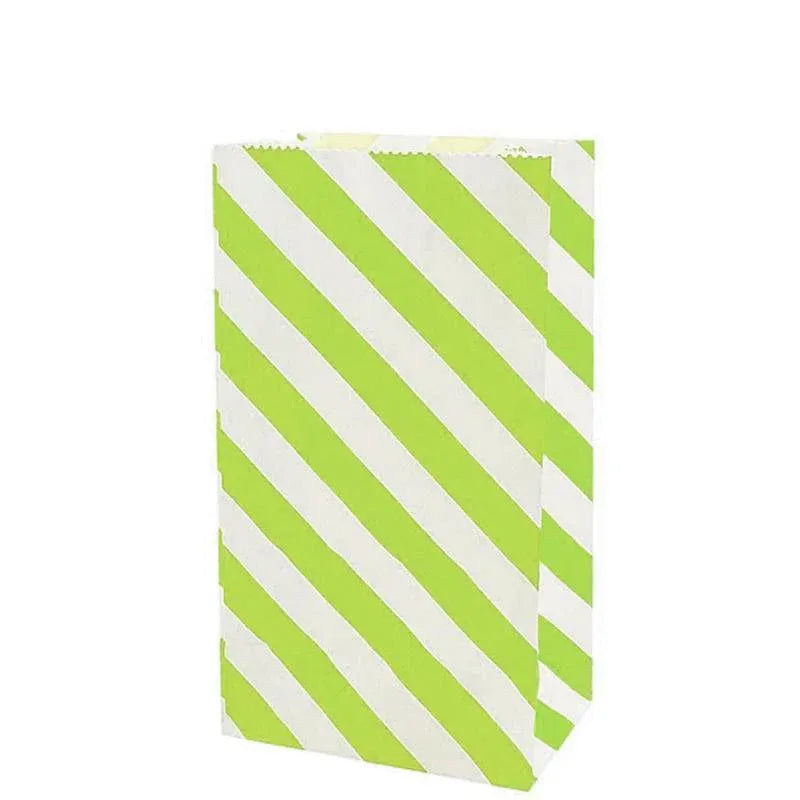 100X Colourful Plaid Kraft Paper Bag Candy Cookie Snack Cake Gift Bags 9X6X18cm - Green V528-9360312196305