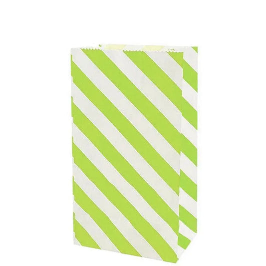 100X Colourful Plaid Kraft Paper Bag Candy Cookie Snack Cake Gift Bags 9X6X18cm - Green V528-9360312196305
