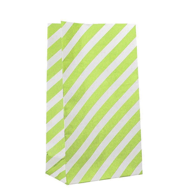 100X Colourful Plaid Kraft Paper Bag Candy Cookie Snack Cake Gift Bags 9X6X18cm - Green V528-9360312196305