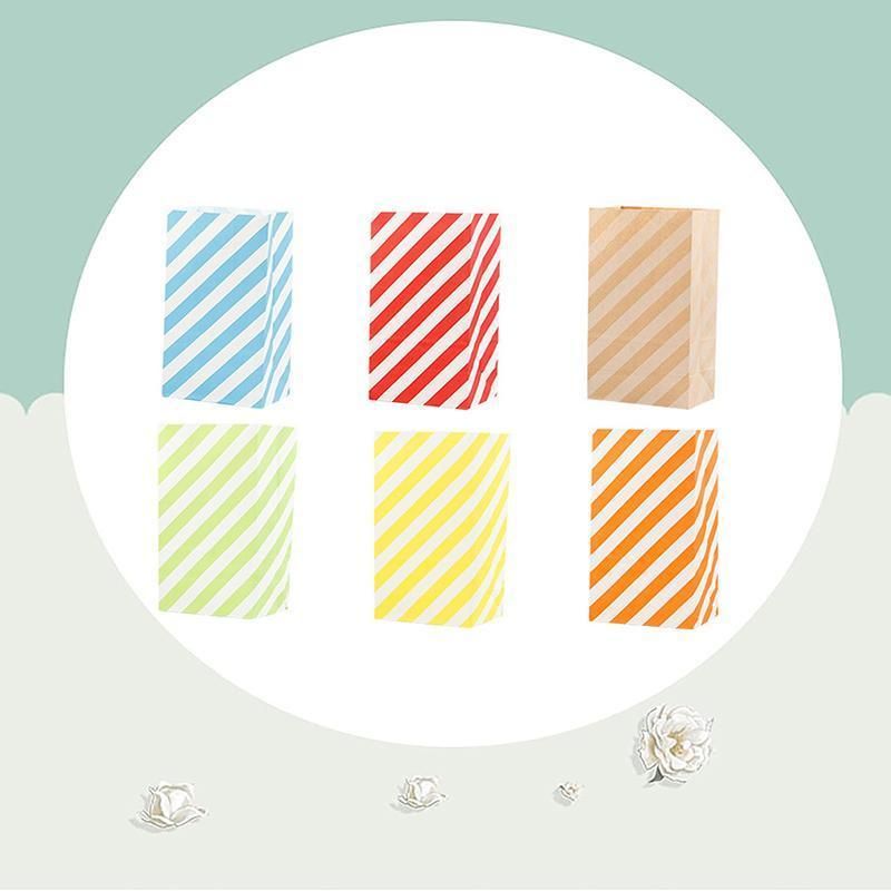 100X Colourful Plaid Kraft Paper Bag Candy Cookie Snack Cake Gift Bags 9X6X18cm - Yellow V528-9360312196343
