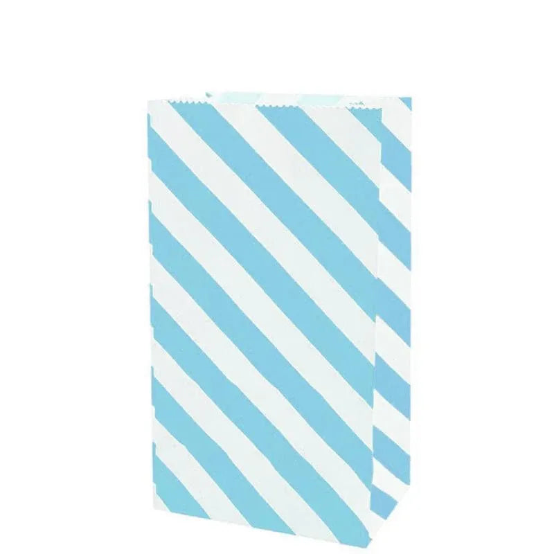 100X Colourful Plaid Kraft Paper Bag Candy Cookie Snack Cake Gift Bags 9X6X18cm - Blue V528-9360312196367