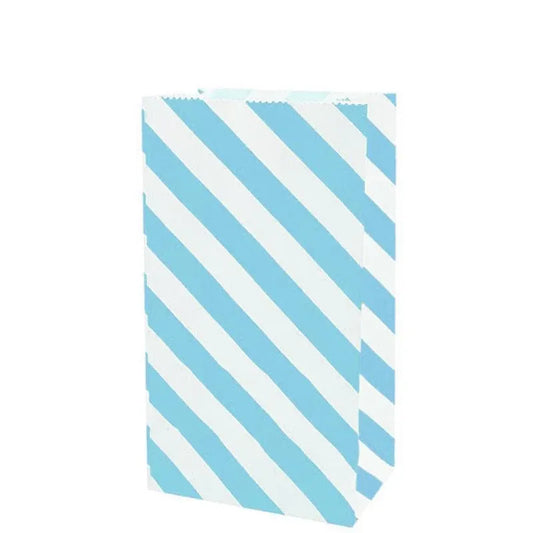 100X Colourful Plaid Kraft Paper Bag Candy Cookie Snack Cake Gift Bags 9X6X18cm - Blue V528-9360312196367