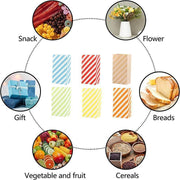 100X Colourful Plaid Kraft Paper Bag Candy Cookie Snack Cake Gift Bags 9X6X18cm - Blue V528-9360312196367