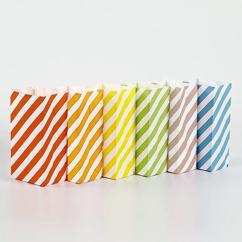 100X Colourful Plaid Kraft Paper Bag Candy Cookie Snack Cake Gift Bags 9X6X18cm - Blue V528-9360312196367