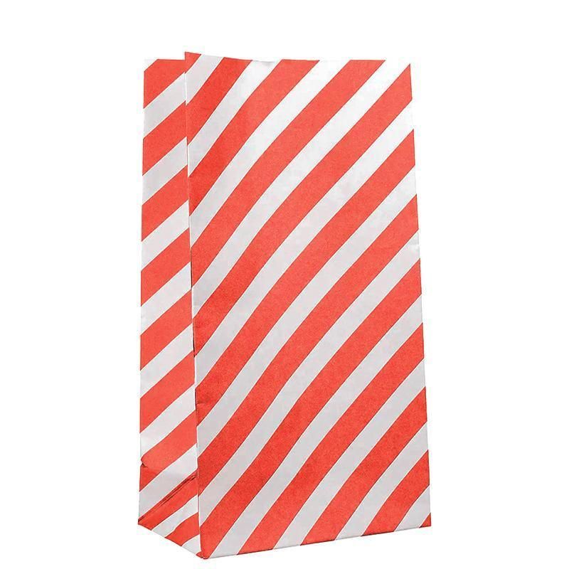100X Colourful Plaid Kraft Paper Bag Candy Cookie Snack Cake Gift Bags 9X6X18cm - Blue V528-9360312196367