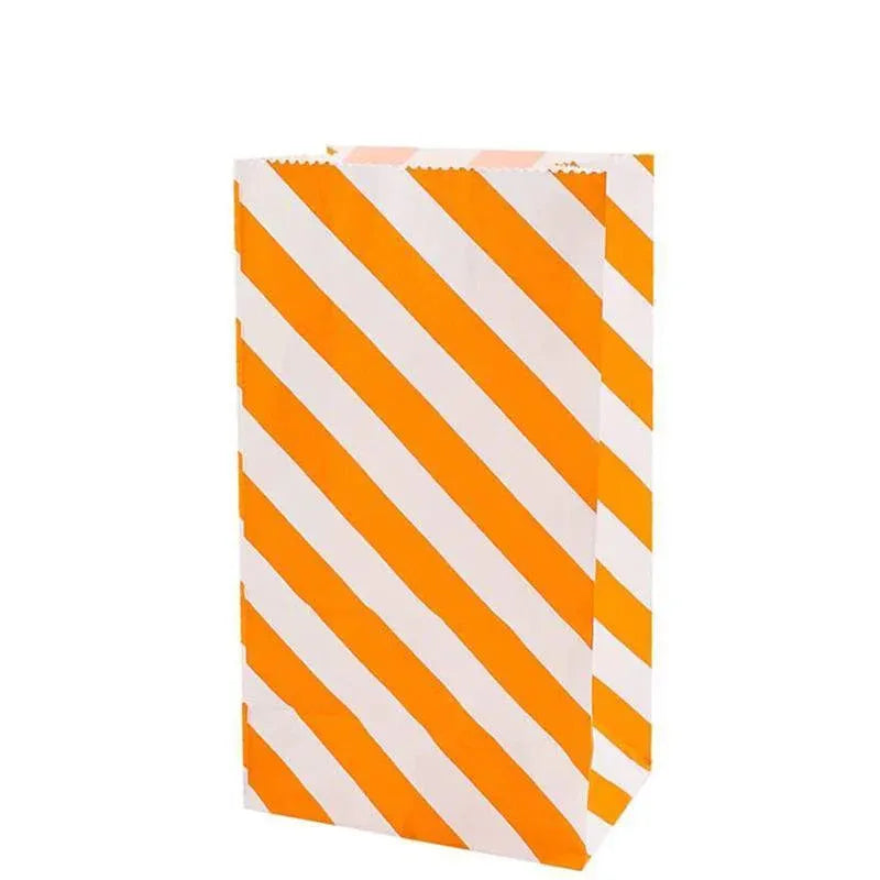 100X Colourful Plaid Kraft Paper Bag Candy Cookie Snack Cake Gift Bags 9X6X18cm - Orange V528-9360312196404