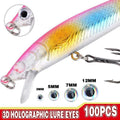 100PCS Fish Eyes 3D Holographic Lure Eyes Fly Tying Jigs Crafts Dolls - 100PCS / 5mm / Silver V528-9360312204253