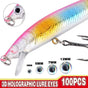 100PCS Fish Eyes 3D Holographic Lure Eyes Fly Tying Jigs Crafts Dolls - 100PCS / 5mm / Silver V528-9360312204253