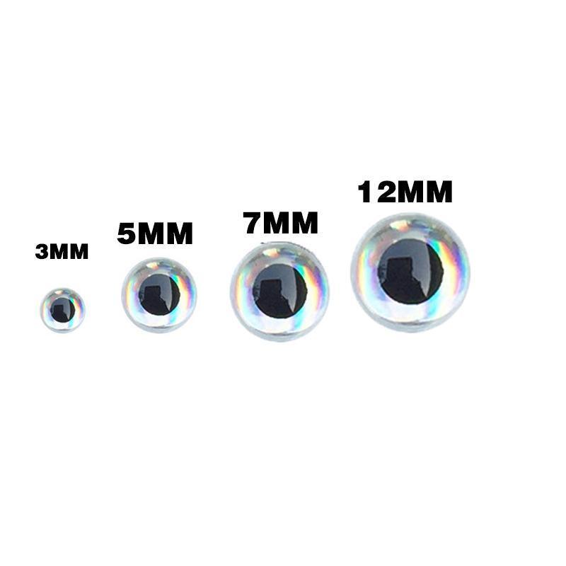 100PCS Fish Eyes 3D Holographic Lure Eyes Fly Tying Jigs Crafts Dolls - 100PCS / 5mm / Silver V528-9360312204253