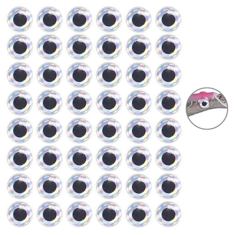 100PCS Fish Eyes 3D Holographic Lure Eyes Fly Tying Jigs Crafts Dolls - 100PCS / 5mm / Silver V528-9360312204253
