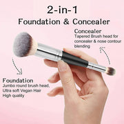 Double Ended Makeup Brush Liquid Foundation Powder Eyeshadow Cosmetic Brush Tool V528-9360312204284