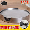 Stainless Steel Drink Coaster Set 6PCS Heat Resistant Cup Pads With Holder V528-9360312204321