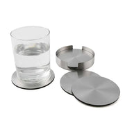 Stainless Steel Drink Coaster Set 6PCS Heat Resistant Cup Pads With Holder V528-9360312204321