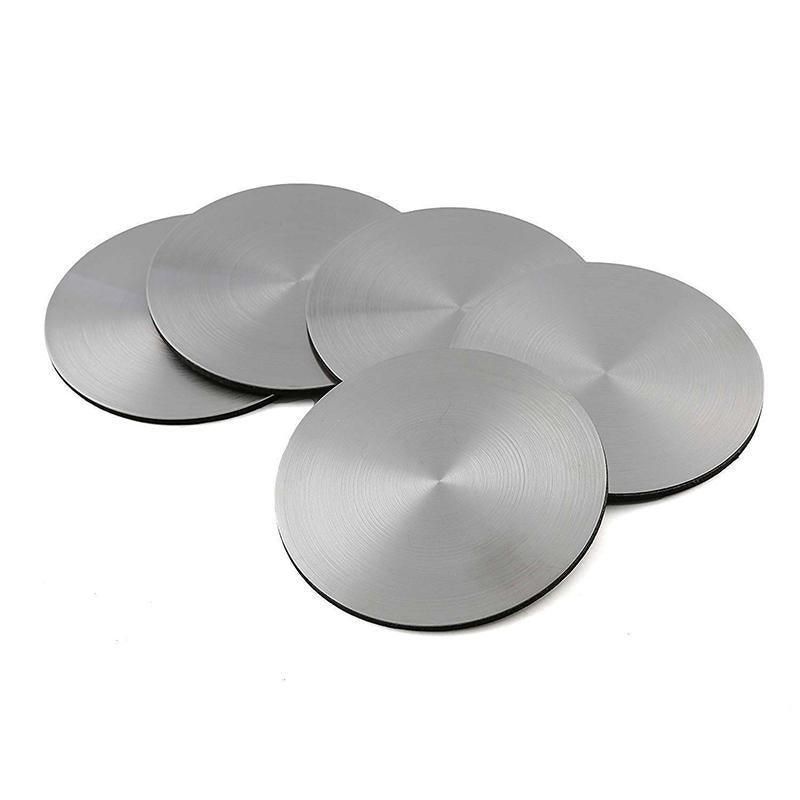 Stainless Steel Drink Coaster Set 6PCS Heat Resistant Cup Pads With Holder V528-9360312204321