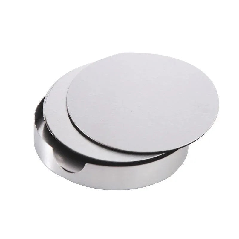 Stainless Steel Drink Coaster Set 6PCS Heat Resistant Cup Pads With Holder V528-9360312204321