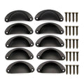 30X Modern Cup Cabinet Handle Knob Drawer Furniture Door Pull Shell Cupboard - Black V528-9360312205694