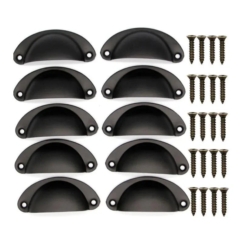 30X Modern Cup Cabinet Handle Knob Drawer Furniture Door Pull Shell Cupboard - Black V528-9360312205694