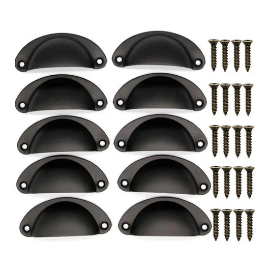 30X Modern Cup Cabinet Handle Knob Drawer Furniture Door Pull Shell Cupboard - Black V528-9360312205694