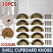 30X Modern Cup Cabinet Handle Knob Drawer Furniture Door Pull Shell Cupboard - Black V528-9360312205694