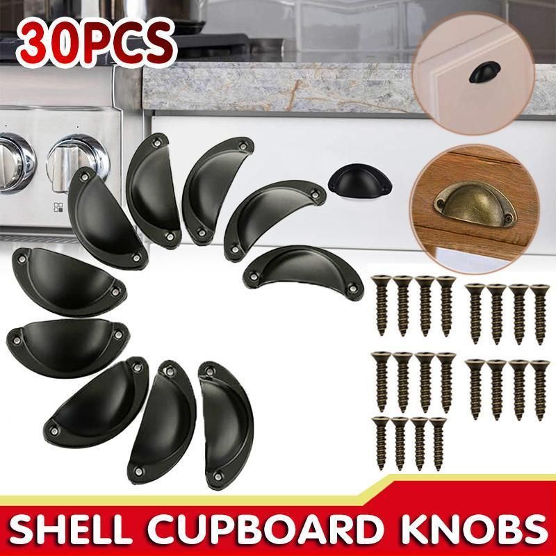 30X Modern Cup Cabinet Handle Knob Drawer Furniture Door Pull Shell Cupboard - Bronze V528-9360312205700