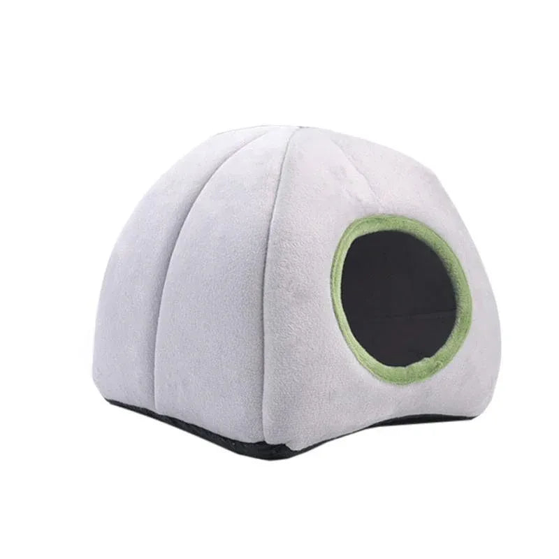 Soft Small Animal Guinea Pig Cozy Warm Pet Tent Hamster House Hideout Cave Bed - Grey-Pyramid V528-9360312206905