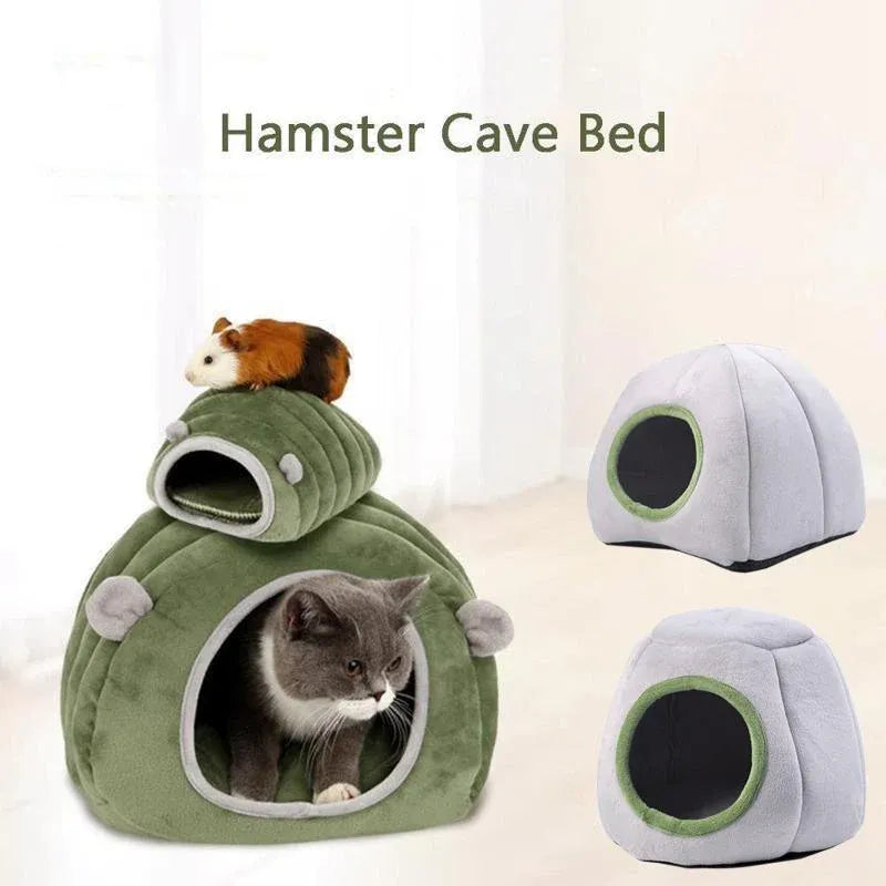 Soft Small Animal Guinea Pig Cozy Warm Pet Tent Hamster House Hideout Cave Bed - Grey-Pyramid V528-9360312206905