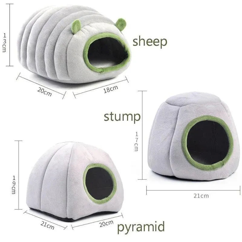 Soft Small Animal Guinea Pig Cozy Warm Pet Tent Hamster House Hideout Cave Bed - Grey-Stump V528-9360312206929
