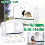 Clear Acrylic Window Bird Feeder with Strong Suction Cups and Removable Seed Tray V528-9360312207025