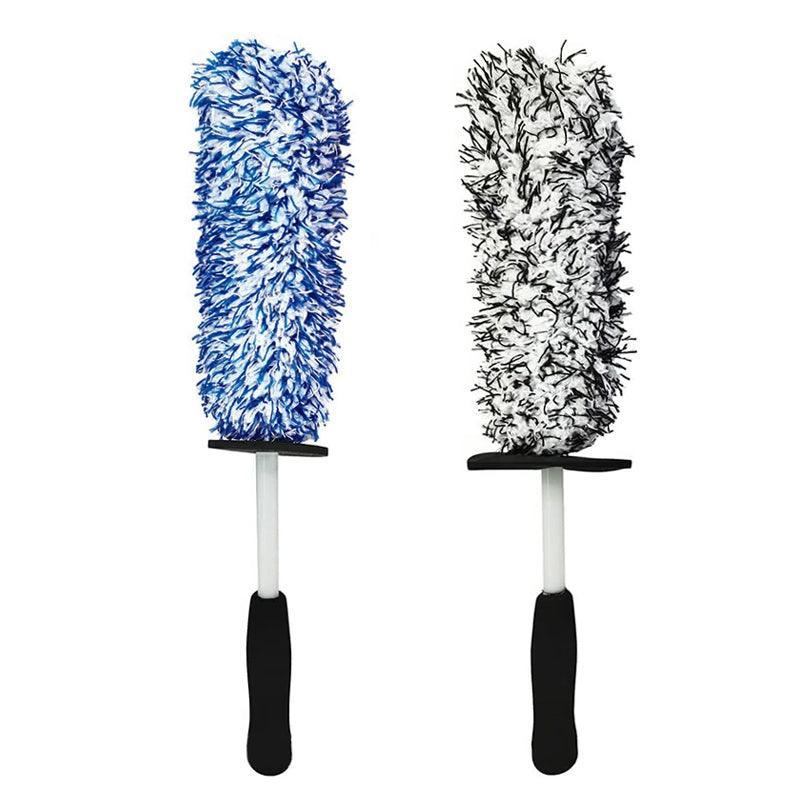 Car Wheel Cleaning Brush Tool Alloy Soft Bristle - Black+White V528-9360312214528