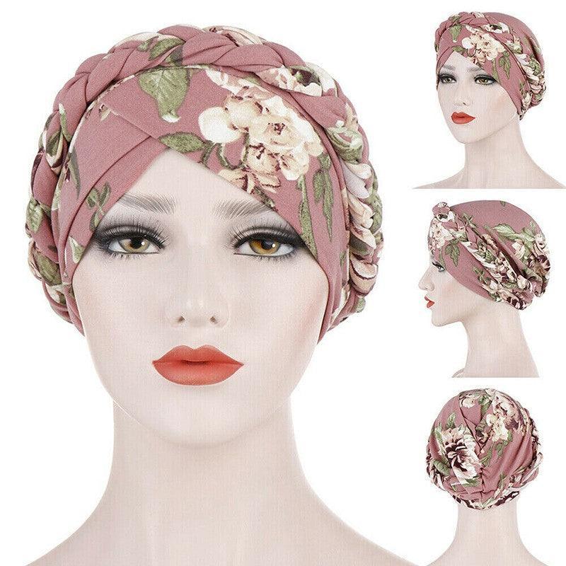 Women Floral Turban Head Wrap Cap Comfortable Chemo Headscarf Headwear - Beige zebra print V528-9360312214535