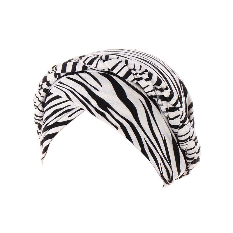 Women Floral Turban Head Wrap Cap Comfortable Chemo Headscarf Headwear - Beige zebra print V528-9360312214535