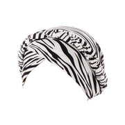 Women Floral Turban Head Wrap Cap Comfortable Chemo Headscarf Headwear - Black and white grid V528-9360312214559