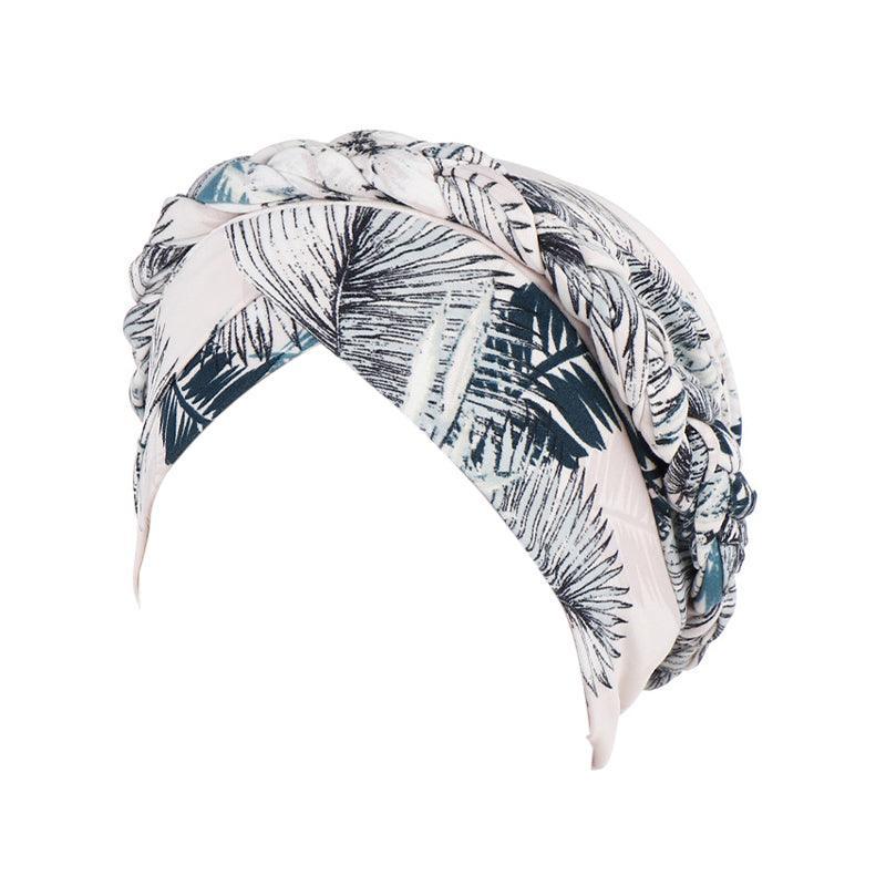 Women Floral Turban Head Wrap Cap Comfortable Chemo Headscarf Headwear - Black and white grid V528-9360312214559